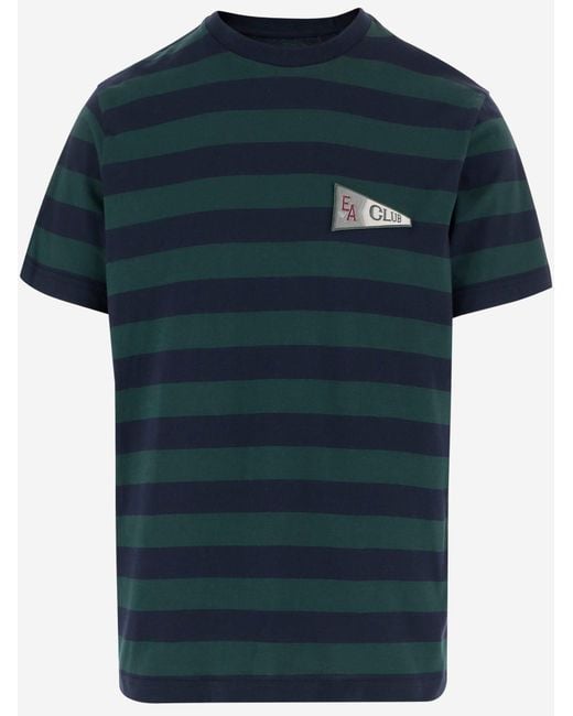 Emporio Armani Blue Striped Cotton T Shirt