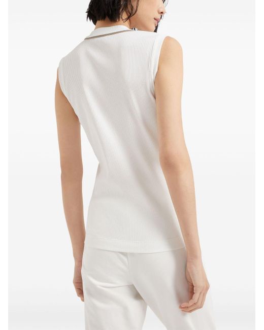 Top de canalé sin mangas Brunello Cucinelli de color White