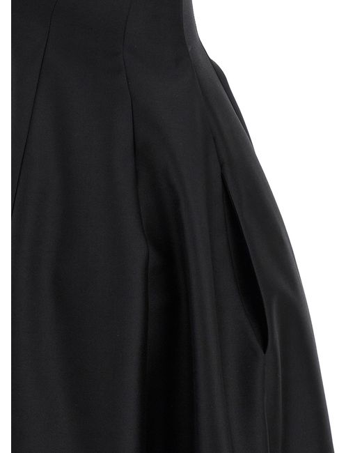 Alberta Ferretti Black Off-The-Shoulder Midi Dress With Structured Corset