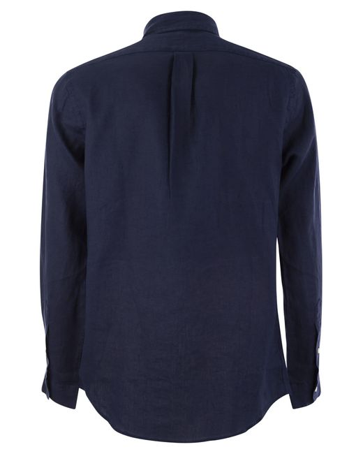 Polo Ralph Lauren Blue Custom Fit Linen Shirt