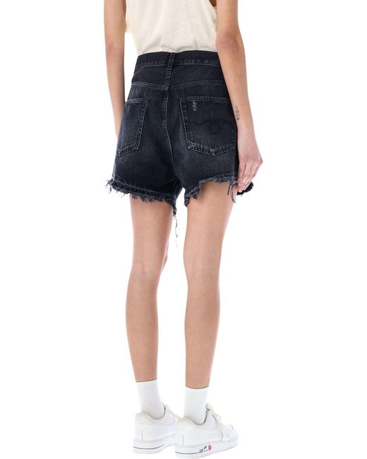 R13 Blue Crossover Denim Shorts