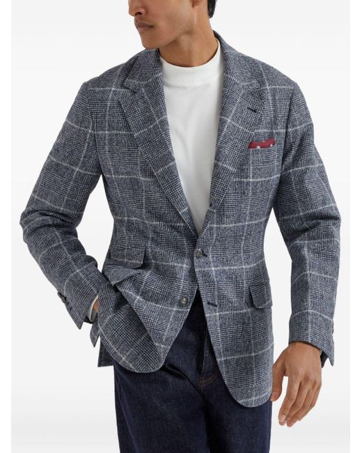 Brunello Cucinelli Blue Wool Deconstructed Jacket for men