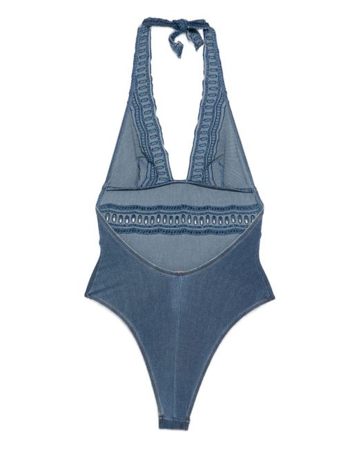 Ermanno Scervino Blue Lace Detail Swimsuit