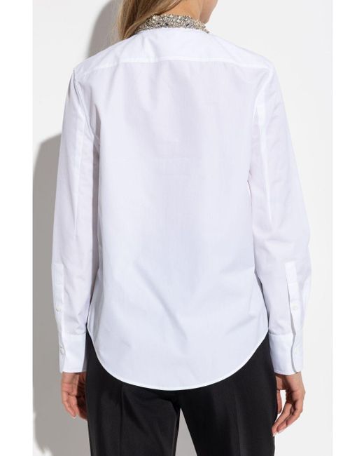 Alexander McQueen White Crystal-Embellished Cotton Shirt