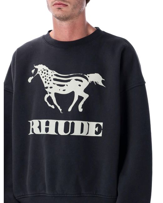 Rhude Blue Dinero Cotton Crewneck Sweatshirt