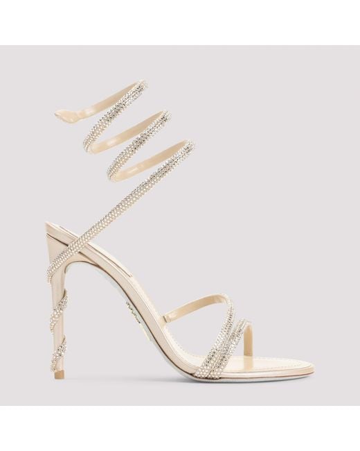 Rene Caovilla White Satin Cleo Crystal Sandals