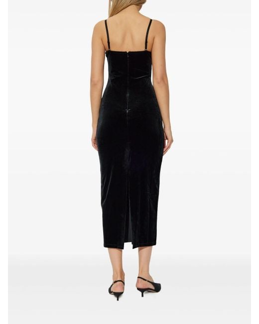 Self-Portrait Black Velvet Strappy Midi Dress