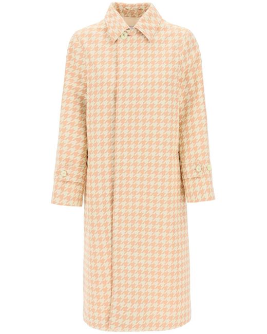 Burberry Houndstooth Patter -patter Auto Coat in het Natural