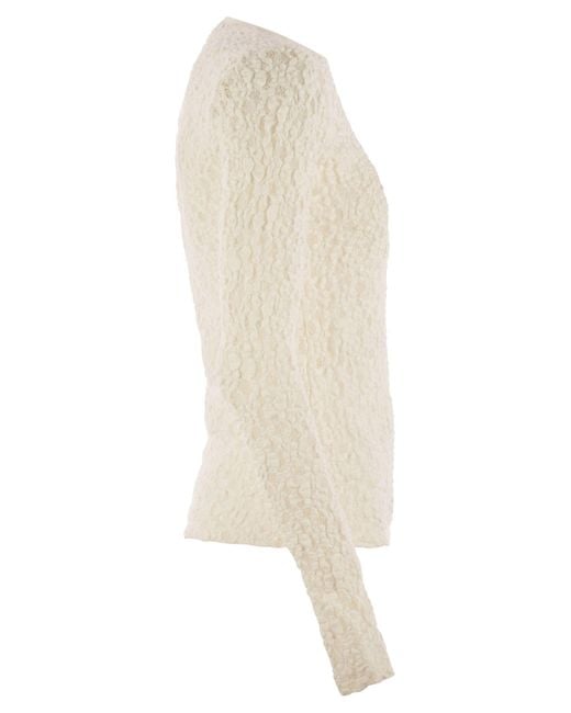 Max Mara Natural Gennaio Tight Fitting Cloqué Lace Jersey