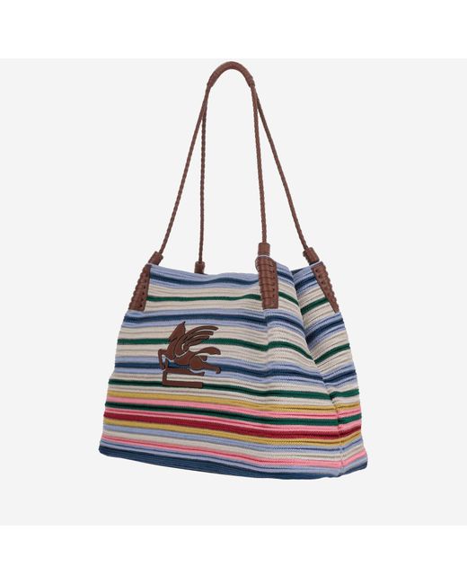 Etro Blue Medium Libra Tote Bag