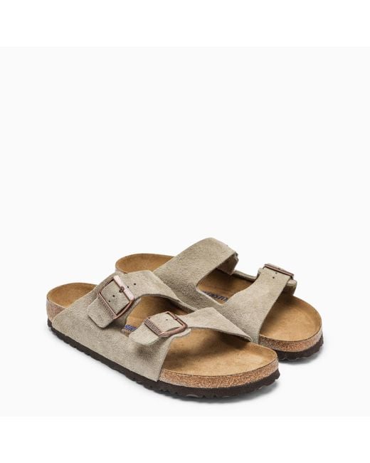 Birkenstock Brown Taupe Suede Arizona Slide for men