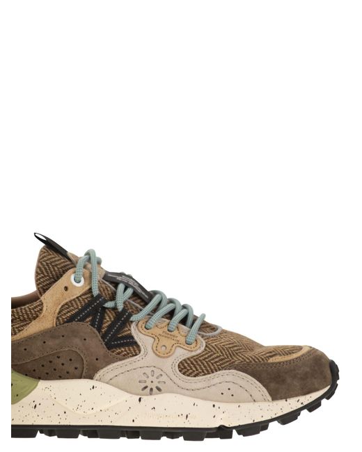 Flower Mountain Brown Yamano 3 Suede And Fabric Sneakers for men