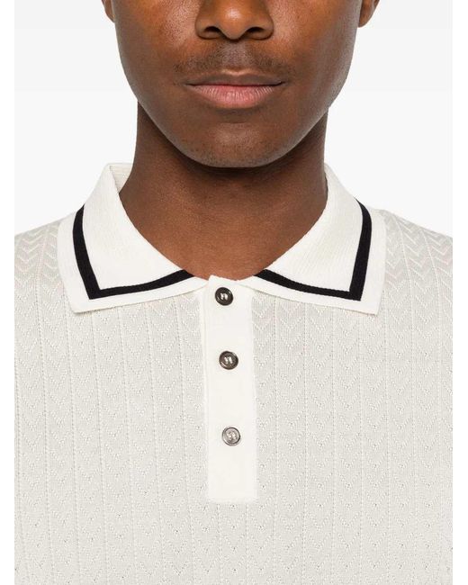 Montecore White Knit Polo With Contrasting Trim