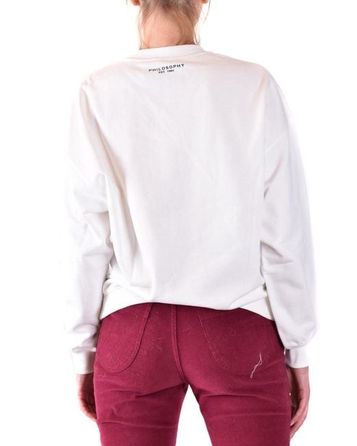 Philosophy Di Lorenzo Serafini White Relaxed-Fit Cotton Sweatshirt With Floral Pattern