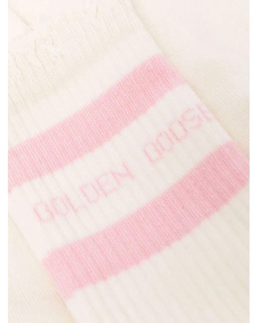 Golden Goose Deluxe Brand Pink Socks High Rib/ Stripes//Ripped