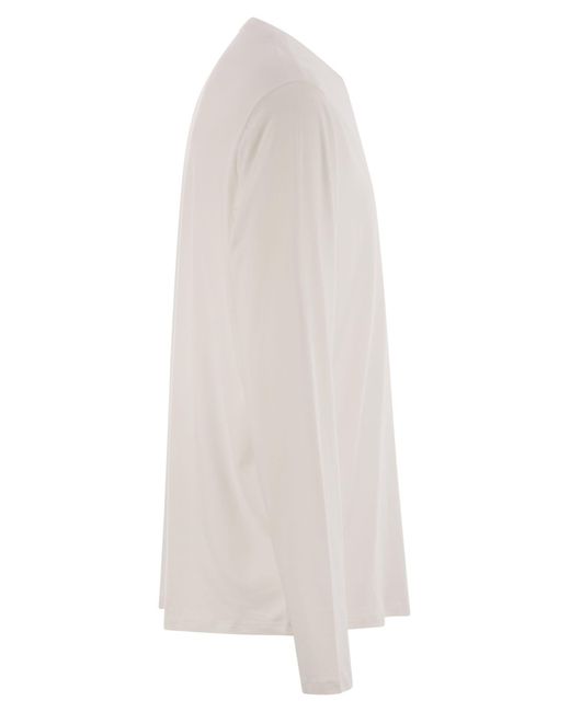 Majestic White Long Sleeved Crew Neck T Shirt