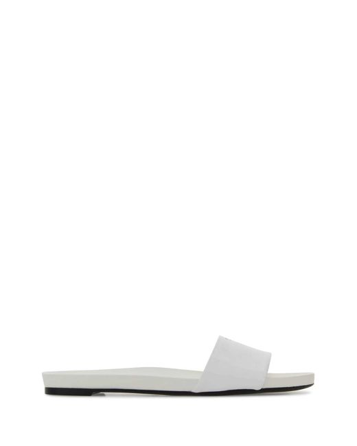 Prada White Leather Slippers