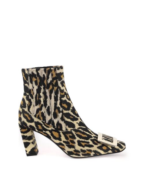 Roger Vivier Brown Leopard Jacquard 'Belle Vivier' Chelsea Boots