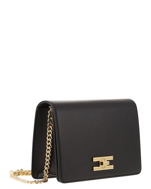 Bolsa de hombro franquici de Elisabetta con logotipo giratorio de oro Elisabetta Franchi de color Black