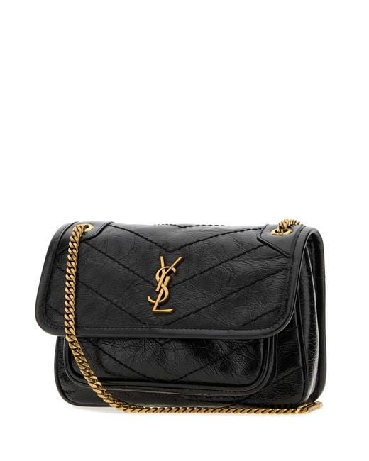 Saint Laurent Black Leather Mini Niki Shoulder Bag