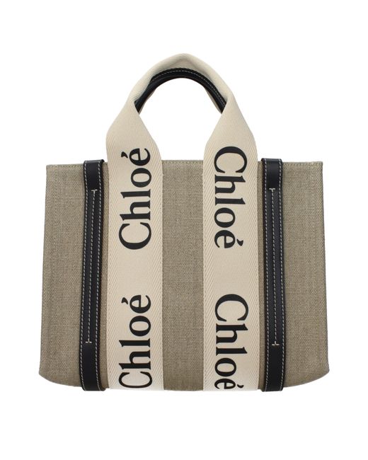 Chloé Metallic Chloé Borse A Mano Woody Donna Tessuto/Nero