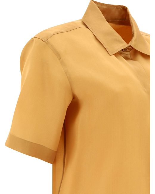 Max Mara "acanto" Organza -shirt Met Logo in het Yellow