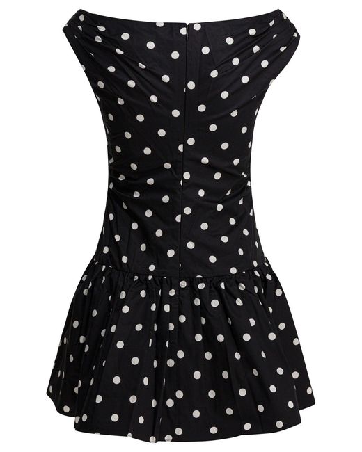 Self-Portrait Black Polka Dot Flared Dress