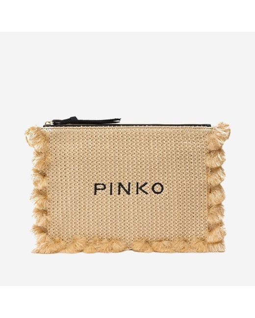 Pinko Metallic Clutch Raffia