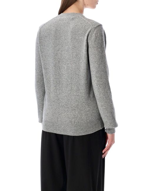 COMME DES GARÇONS PLAY Gray Wool Cardigan With Crystal Heart