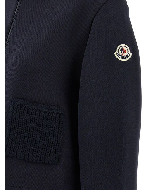 Moncler Gebreide Zakken Hoodie in het Blue