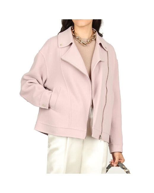 Herno Pink Wool Biker Jacket