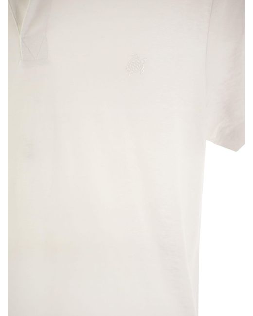 Vilebrequin White Short-Sleeved Linen Polo Shirt for men