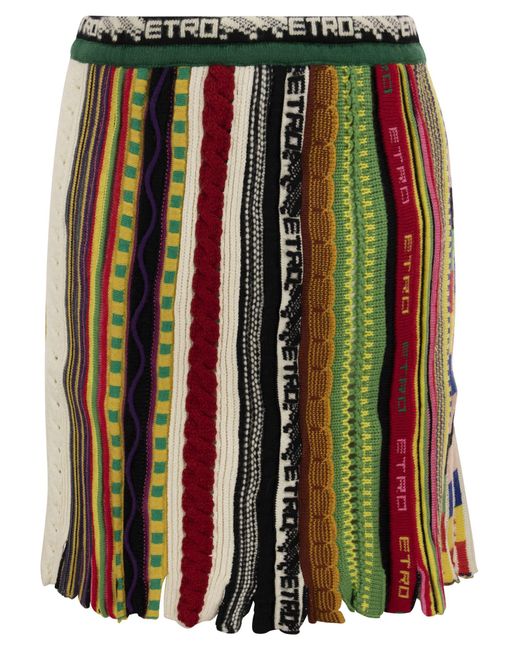 Rainbow Jacquard Knit Skirt Etro de color Multicolor