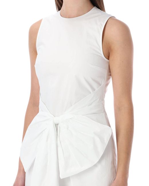 ROTATE BIRGER CHRISTENSEN White Sleeveless Organic-cotton Mini Dress With Bow