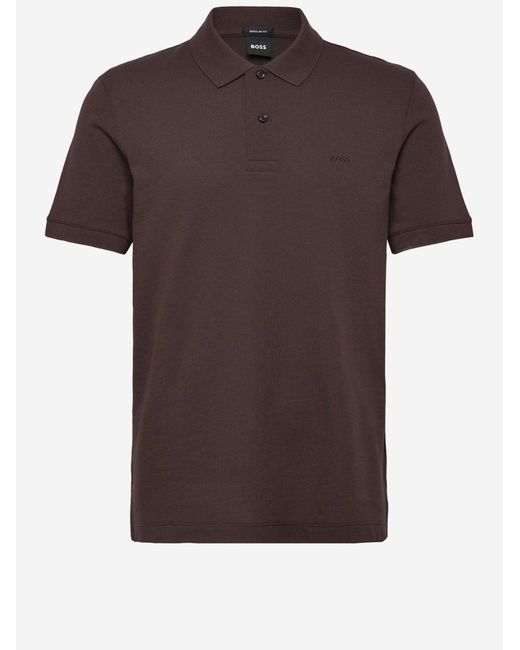 Boss Brown Cotton Polo Shirt With Logo for men