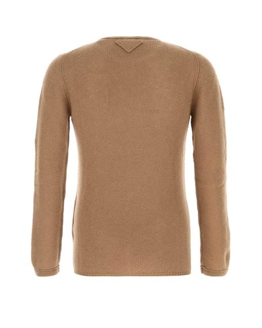 Prada Brown Camel Cashmere Sweater for men
