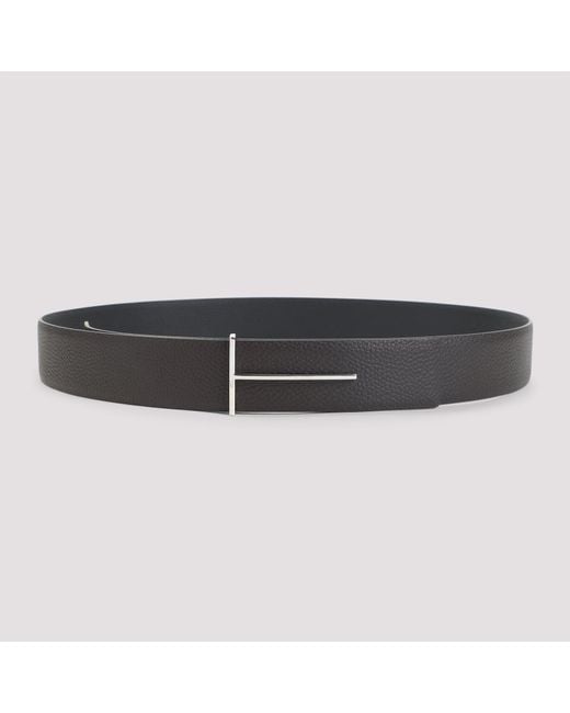Tom Ford Black Reversible Textured Buckle Belt