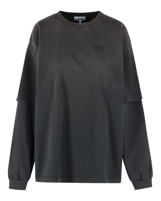 Ganni Women's Black Cotton T-Shirt