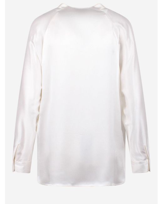 Vince White Silk V-Neck Shirt