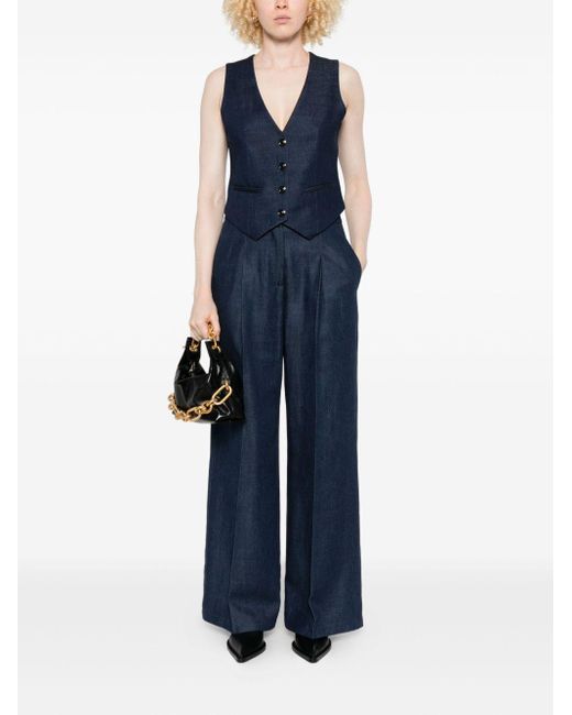 Liu Jo Blue Pleated Front Trousers With High Waist