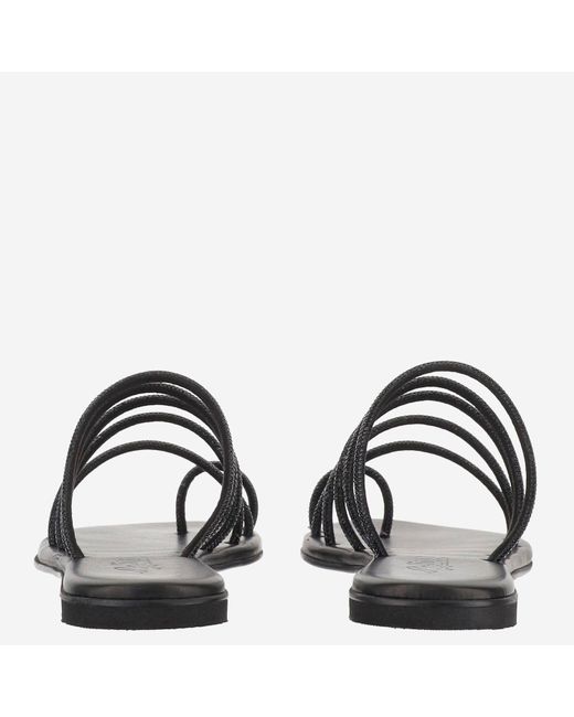 Kima Black Ledersandalen mit Strasssteinen