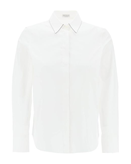 Brunello Cucinelli Hemd Mit Glänzendem Kragen in het White