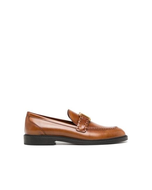 Chloé Brown Chloe Marcie Leather Loafers