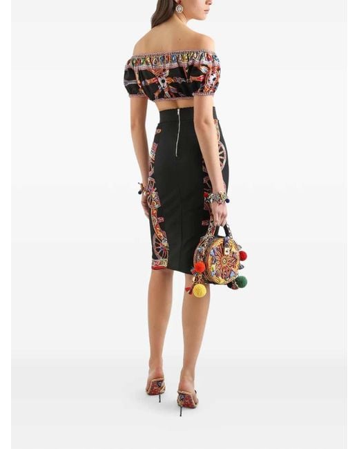 Dolce & Gabbana White Dolce & Gabbana Poplin Top With Carretto Print