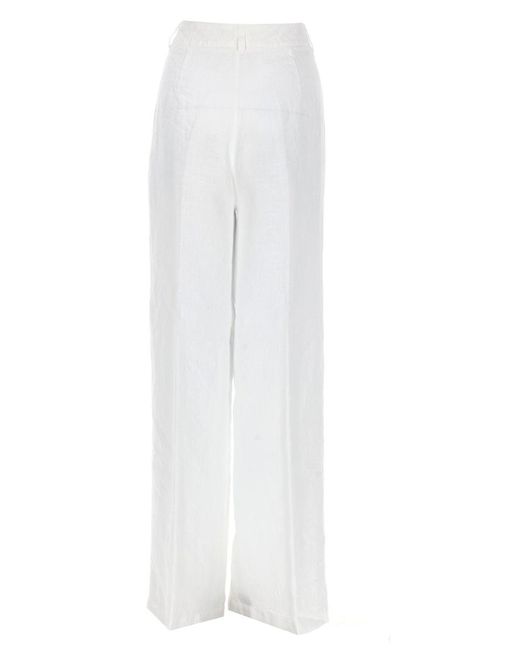 120% Lino White Pantalone