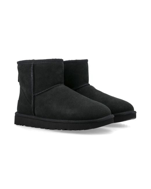 Ugg Black Classic Mini Ii Suede Boots With Shearling Lining