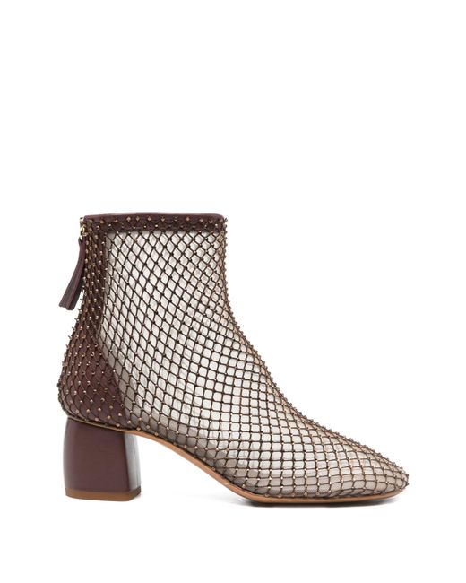 Forte_forte Brown "My Alma" Stivaletto Chic Rete Strass