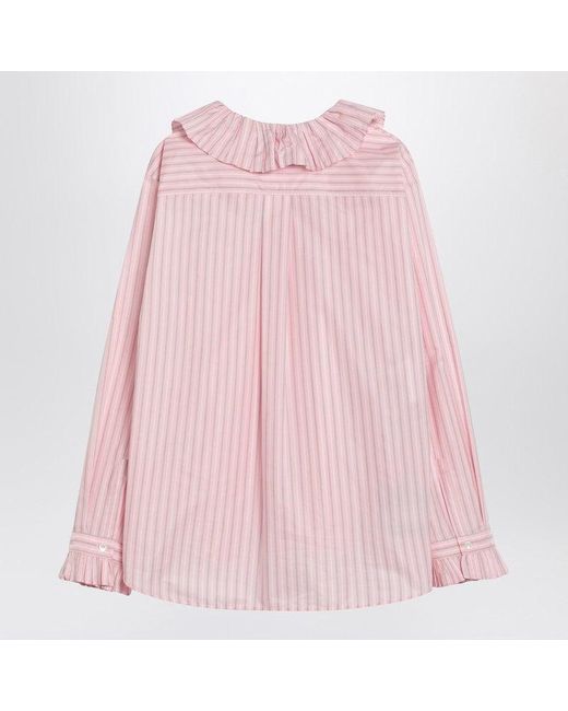 Philosophy Pink Striped Blouse With Ruffles