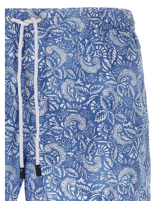 Barba Napoli Blue Paisley Floral Swimsuit for men