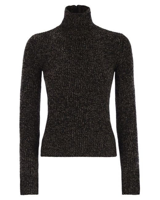 Max Mara Black Azulene1234 Wool And Cashmere Mouliné Turtleneck Jumper